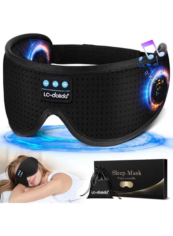 LC-dolida Sleep Headphone, Bluetooth Wireless White Noise Sleeping Eye Mask, 3D Breathable Sleep Mask with Timer for Sleeping Travel Relaxation, Meditation, Cool Gadgets for Women Man - Image 1